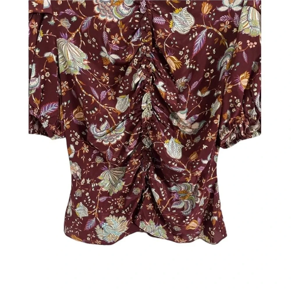ULLA JOHNSON Elise Ruched Silk‎ Blouse